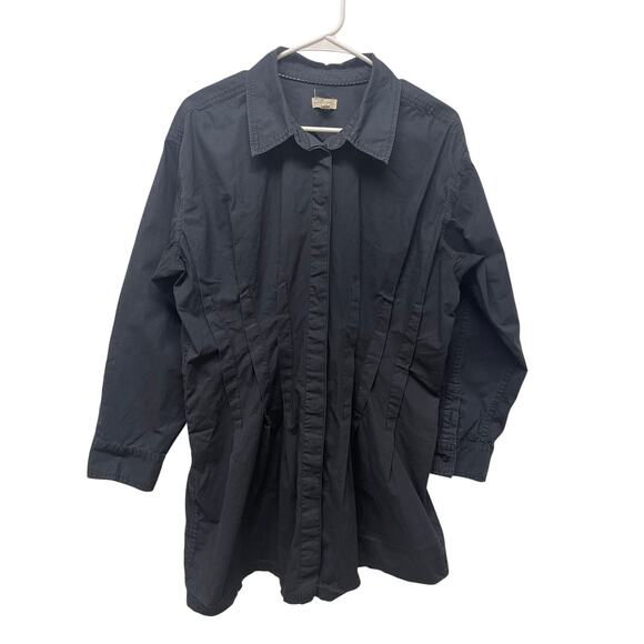 Pilcro Anthropologie Pintuck Mini Button front long sleeve shirt dress black LP - Picture 3 of 10